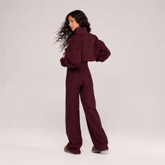 Sweat-shirt lourd 1/4 zip - Bordeaux