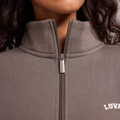 Loopback 1/4 Zip Sweatshirt - Mocha