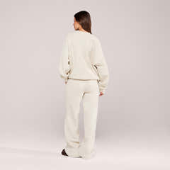 Jogging large en coton biologique - Écru
