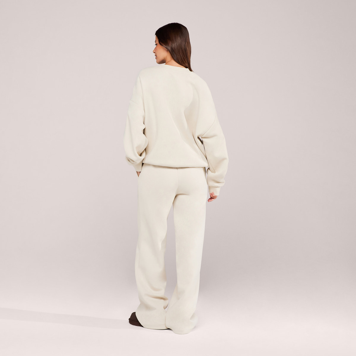 Jogging large en coton biologique - Écru