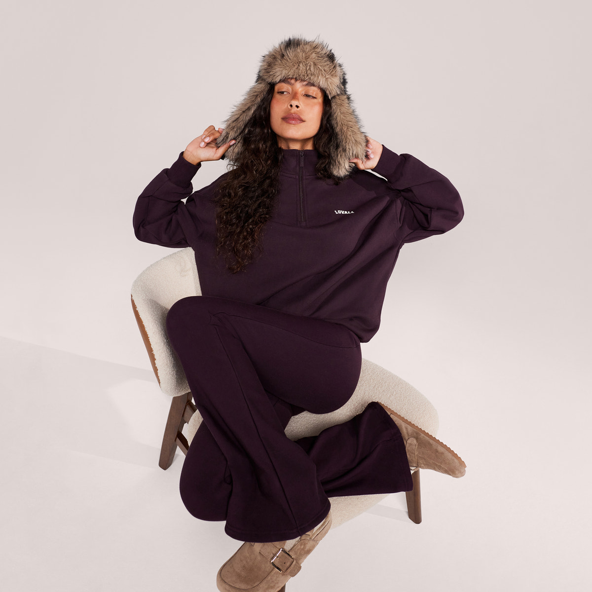 Loopback 1/4 Zip Sweatshirt - Wine