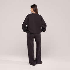 Jogger large en coton bio - Noir café