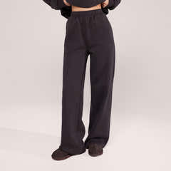 Jogger large en coton bio - Noir café