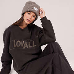 Jogger large en coton bio - Noir café