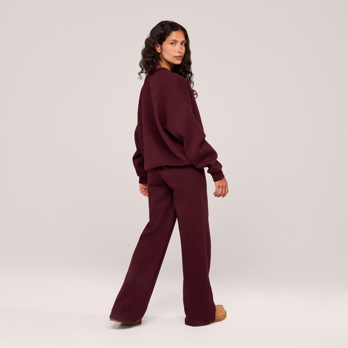 Jogger large en coton bio - Noir café