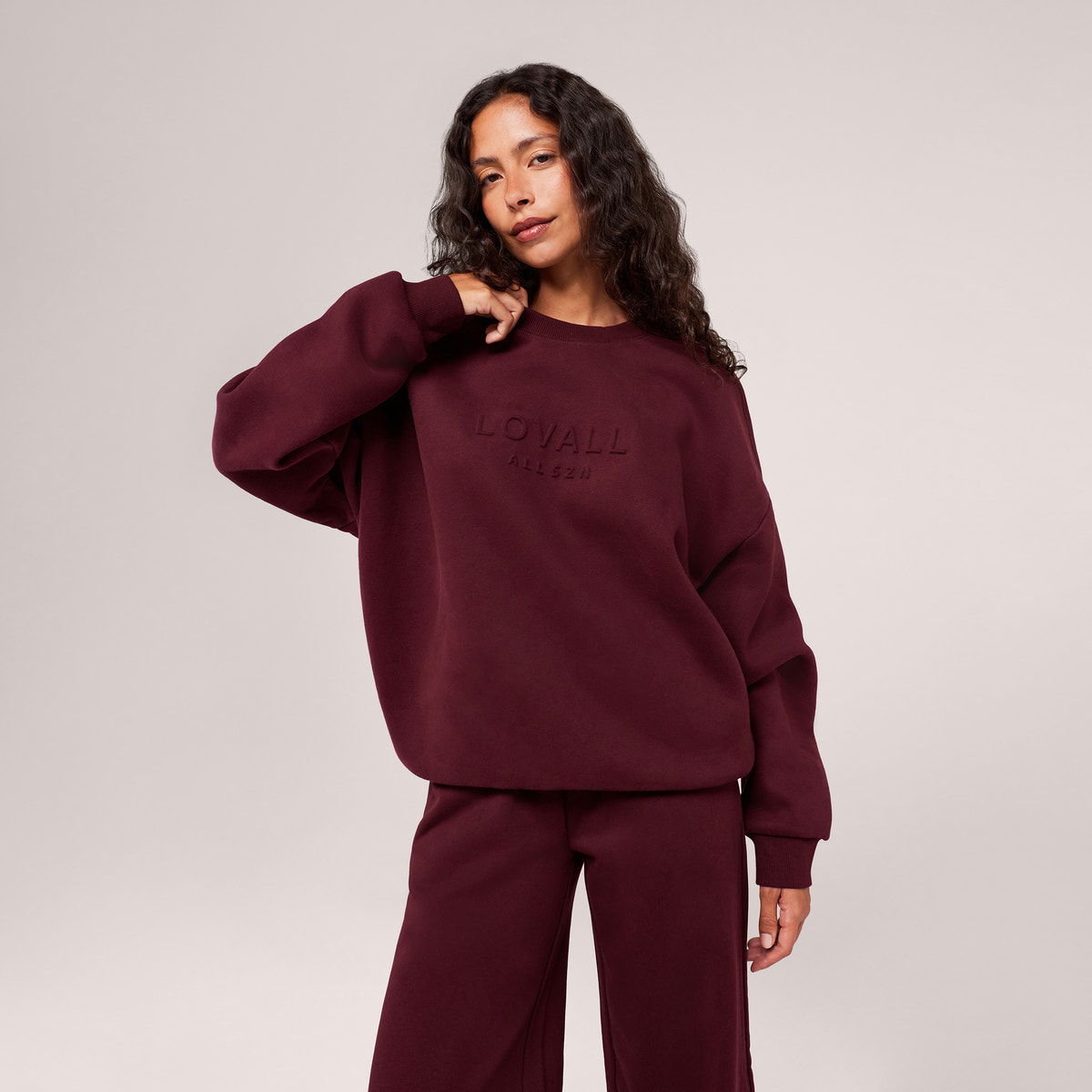Jogger large en coton bio - Noir café
