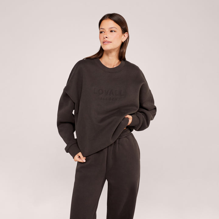 Sweat-shirt oversize lourd Campus - Mocha