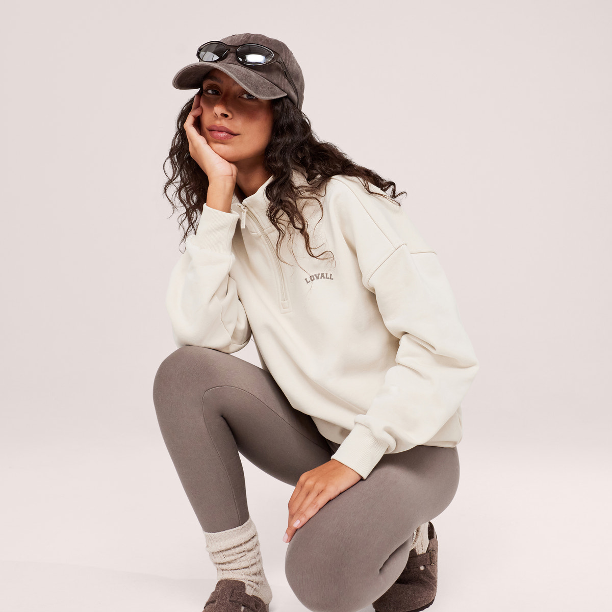 Loopback 1/4 Zip Sweatshirt - Ecru