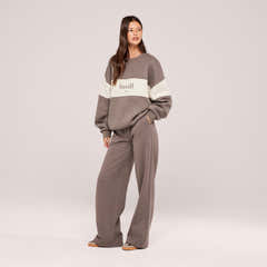 Jogger large en coton bio - Noir café