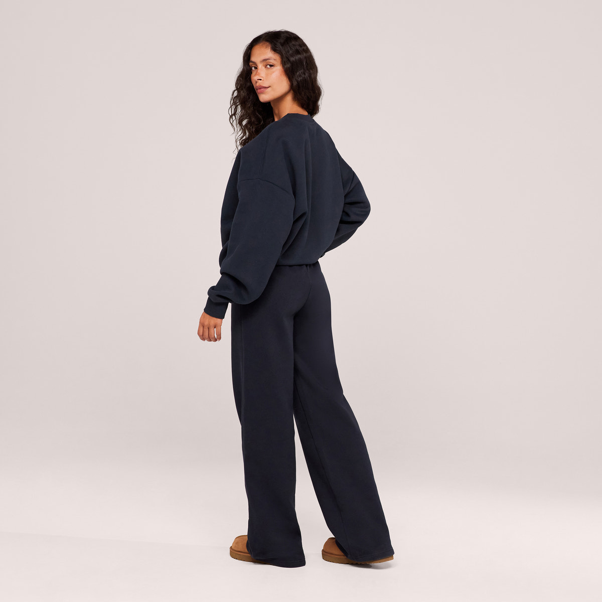 Jogging large en coton bio - Bleu marine vintage