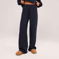 Jogging large en coton bio - Bleu marine vintage