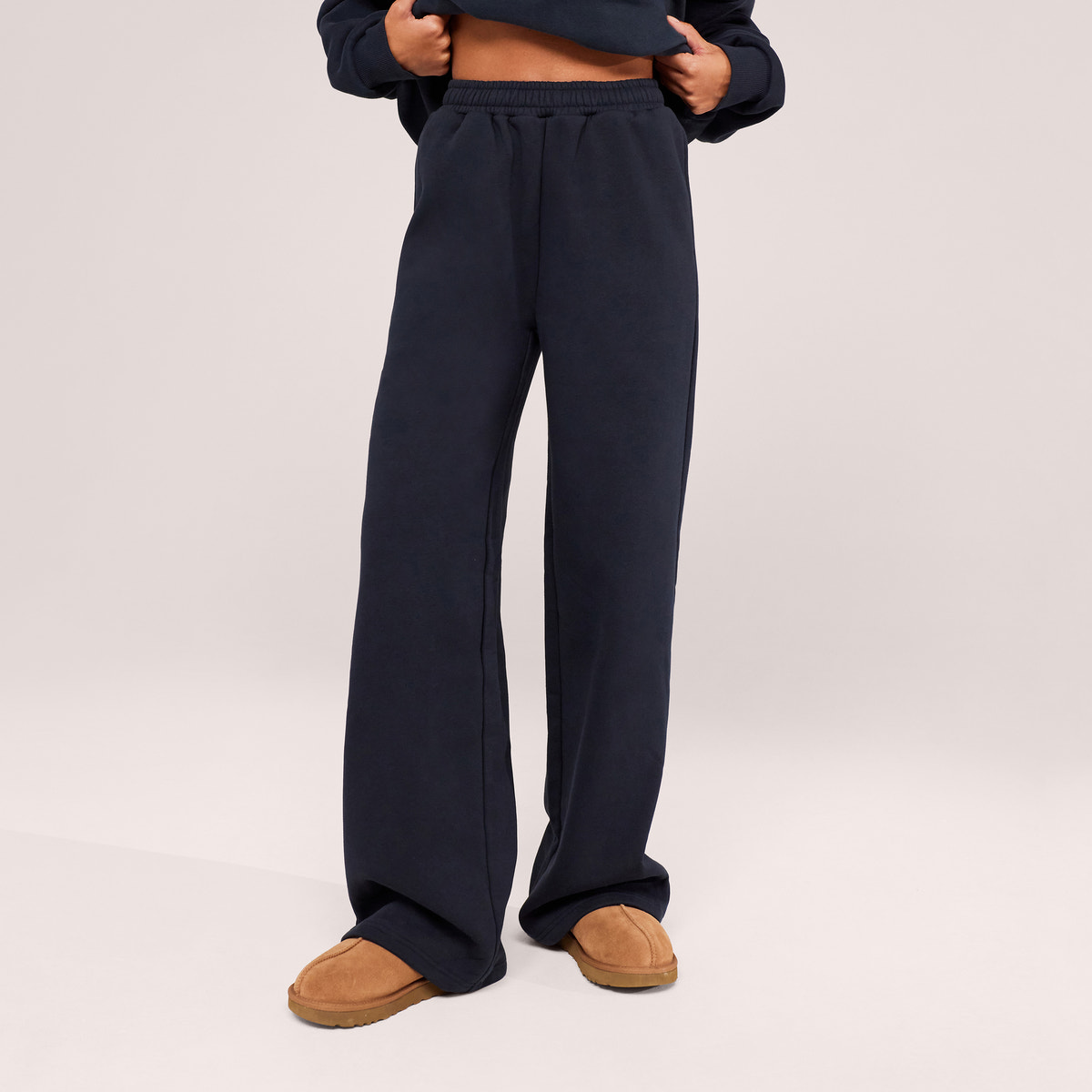 Jogging large en coton bio - Bleu marine vintage