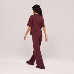 Ensemble détente large en tissu doux – Café noir