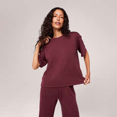 Ensemble détente large en tissu doux – Café noir