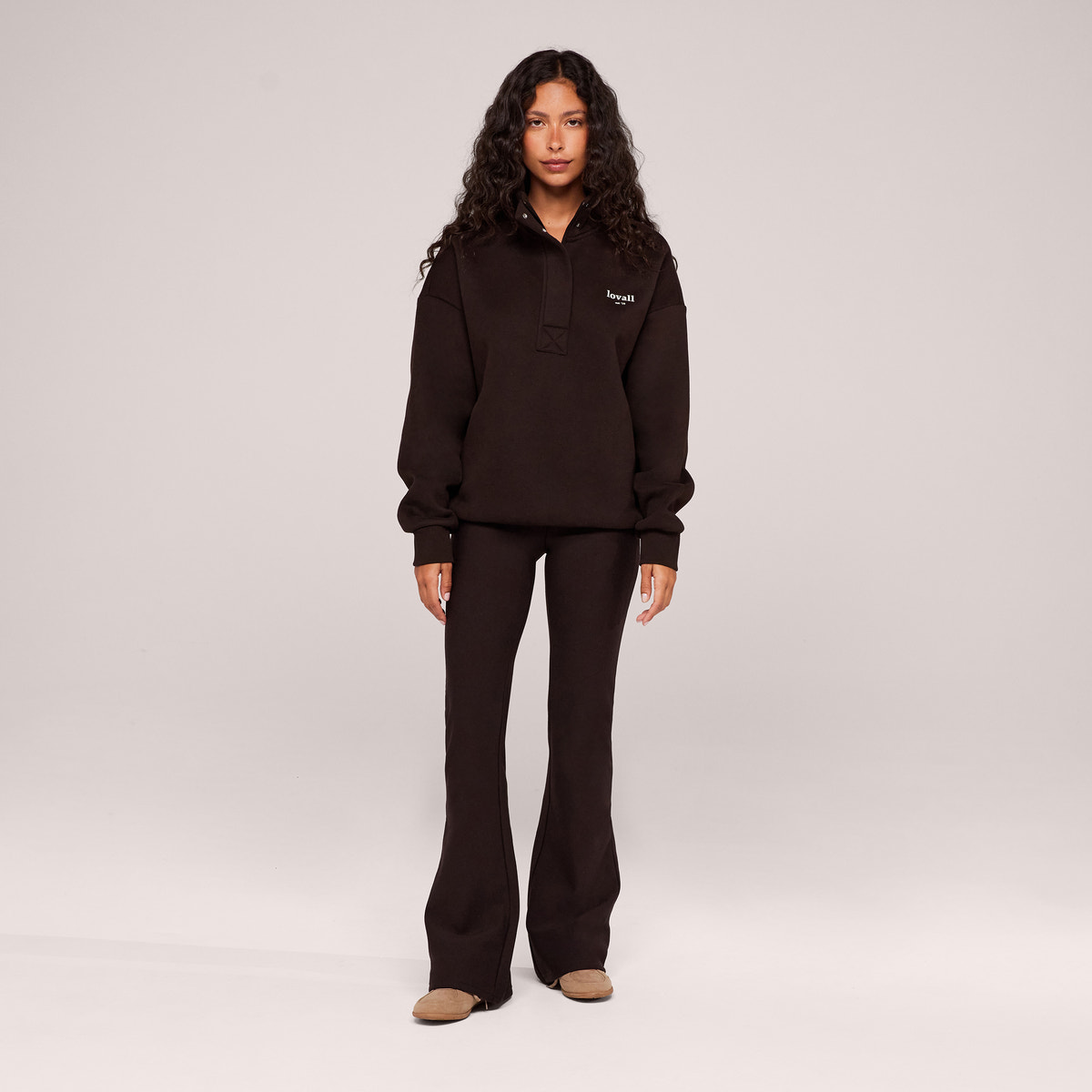 Sweat-shirt lourd 1/4 zip - Mocha