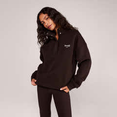 Sweat-shirt lourd 1/4 zip - Mocha