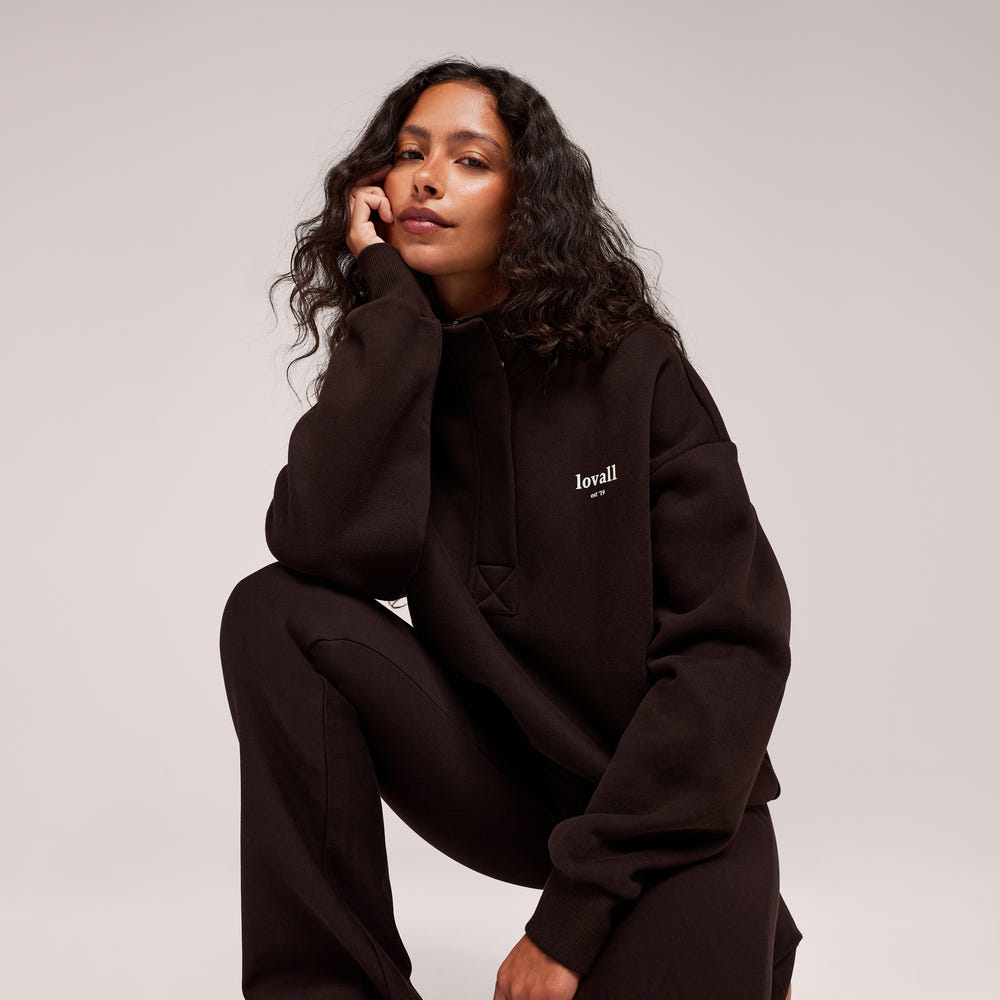 Sweat-shirt lourd 1/4 zip - Mocha