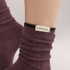 Chaussettes côtelées en tricot, lot de 2 - Lie-de-vin/Mauve