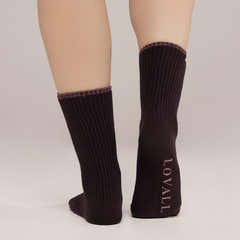 Chaussettes côtelées en tricot, lot de 2 - Lie-de-vin/Mauve