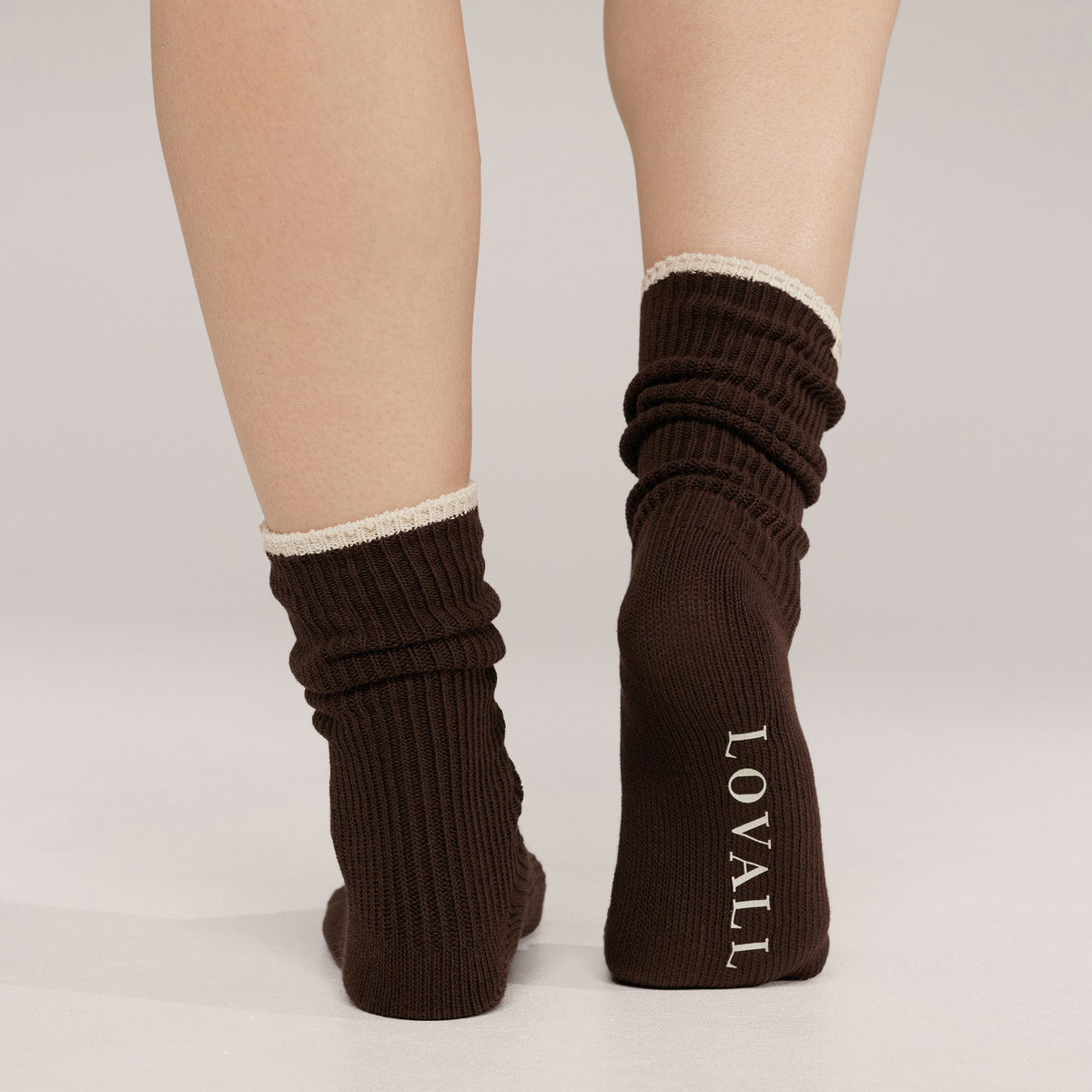 Lot de 2 paires de chaussettes en côtes tricotées - Noir Café/Beige