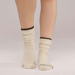 Lot de 2 paires de chaussettes en côtes tricotées - Noir Café/Beige