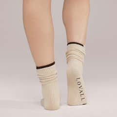 Lot de 2 paires de chaussettes en côtes tricotées - Noir Café/Beige