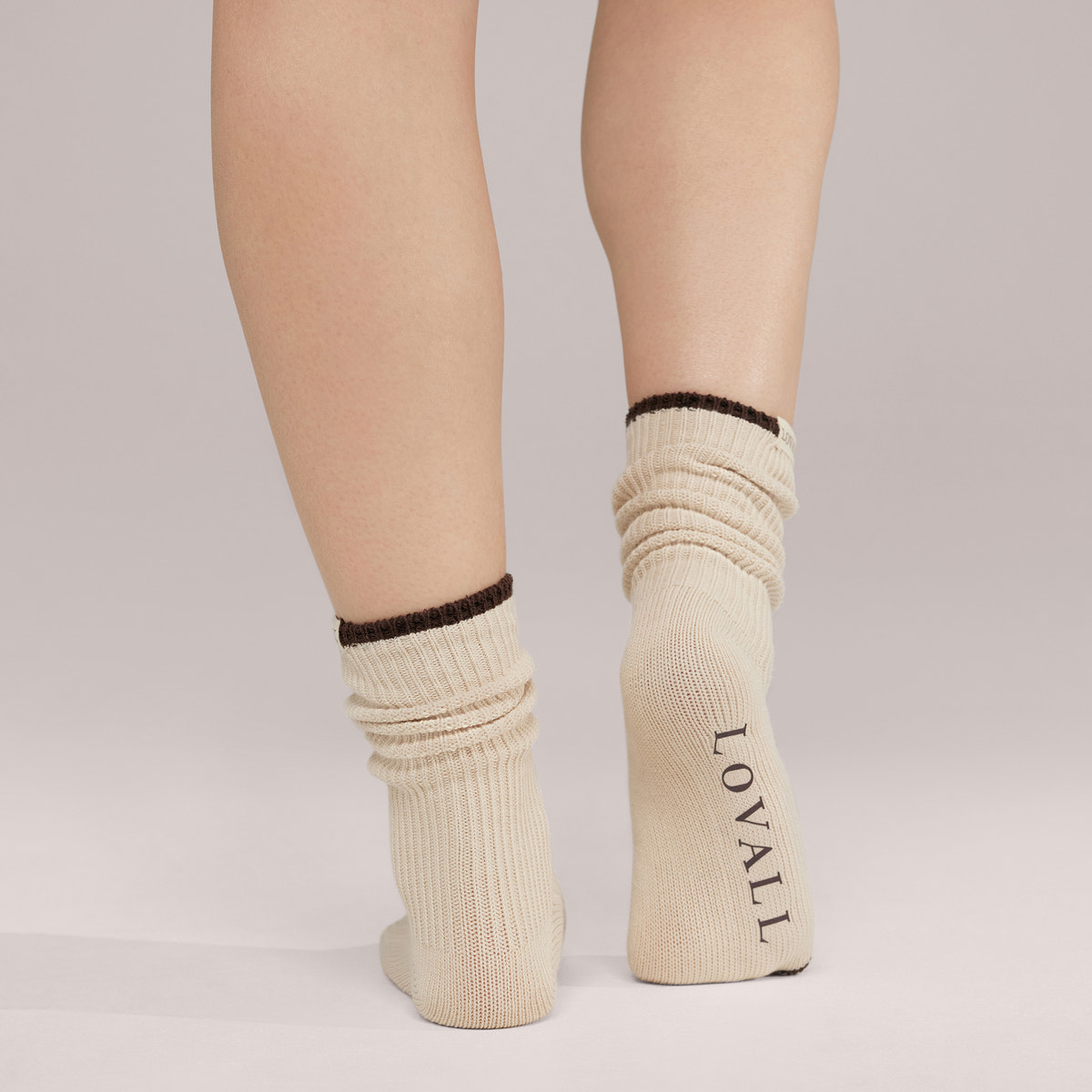 Lot de 2 paires de chaussettes en côtes tricotées - Noir Café/Beige