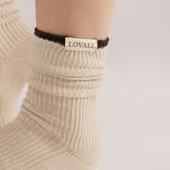 Lot de 2 paires de chaussettes en côtes tricotées - Noir Café/Beige