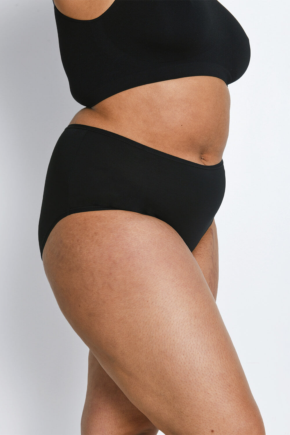 Lot de 3 culottes emboîtantes taille haute en coton grande taille - Noir