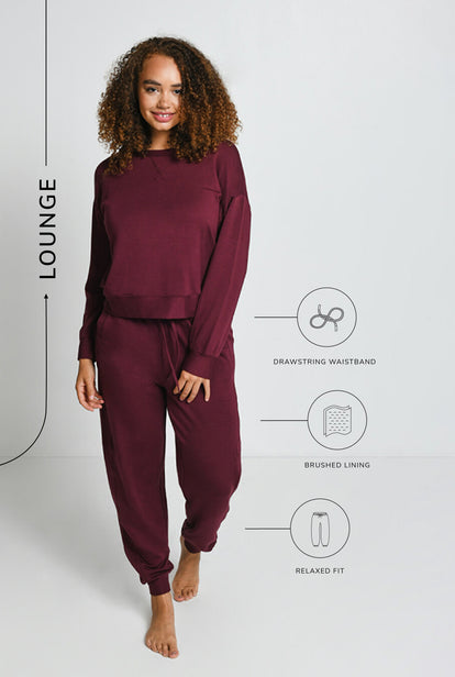 Pantalon de jogging Lounge-Luxe - Dark Cherry