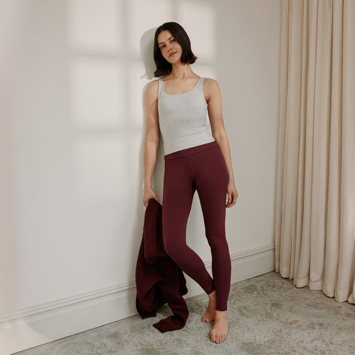 Legging taille haute léger de tous les jours - Bordeaux