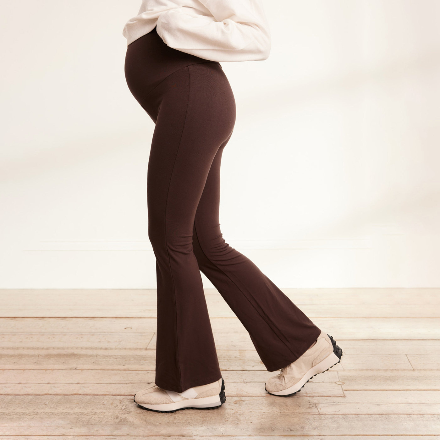 Legging de grossesse léger flare - Espresso Marron