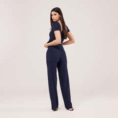 Pantalon léger à jambes larges - Marine