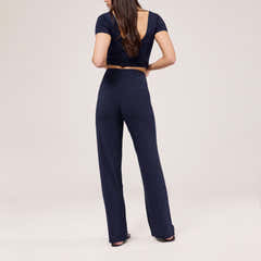 Pantalon léger à jambes larges - Marine