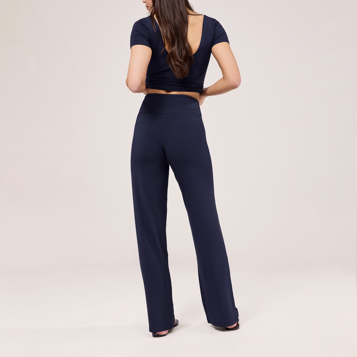 Pantalon léger à jambes larges - Marine