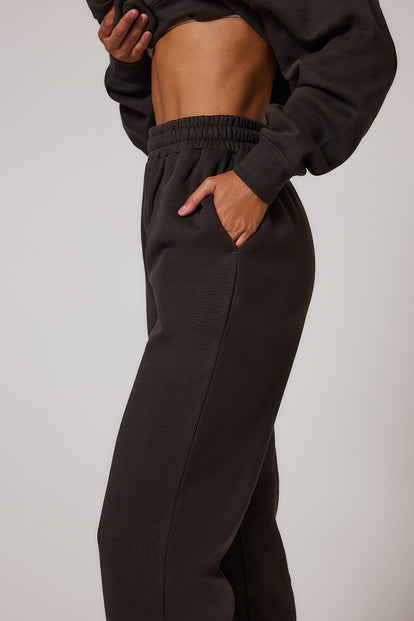 ALL SZN pantalon de jogging biologique à revers grande taille - Black Coffee