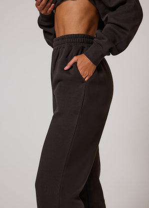 ALL SZN pantalon de jogging biologique à revers grande taille - Black Coffee
