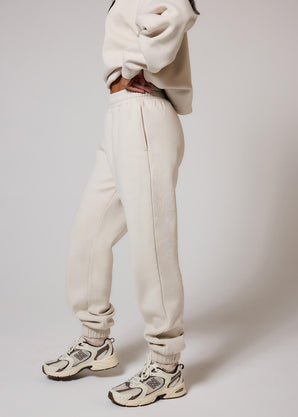 ALL SZN pantalon de jogging biologique à revers - Ecru