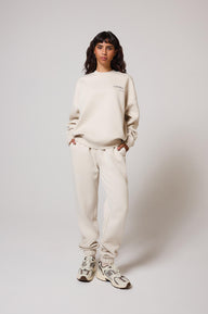 ALL SZN pantalon de jogging biologique à revers - Ecru