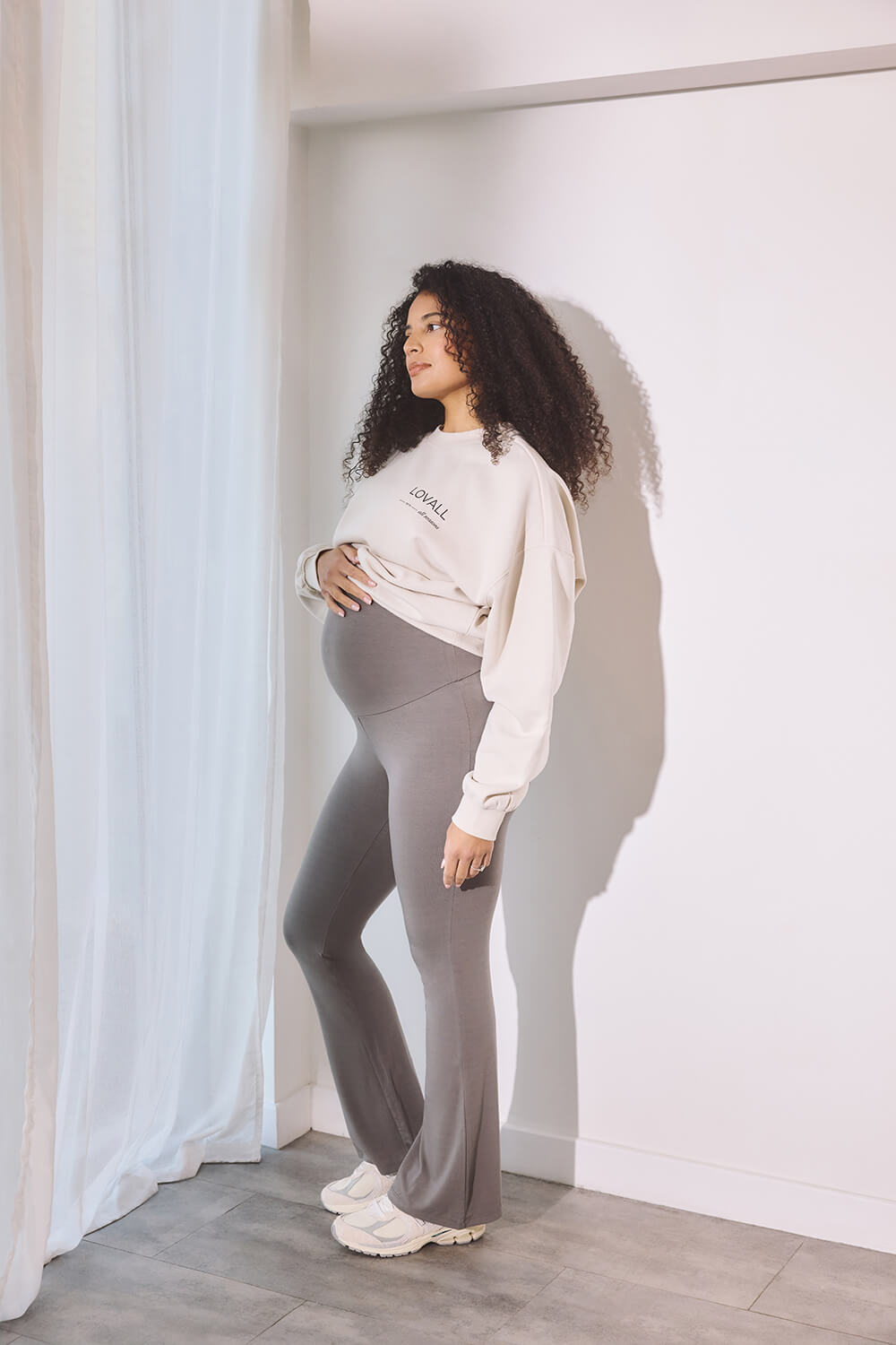 Maternity Lightweight Flare Leggings - Slate Green