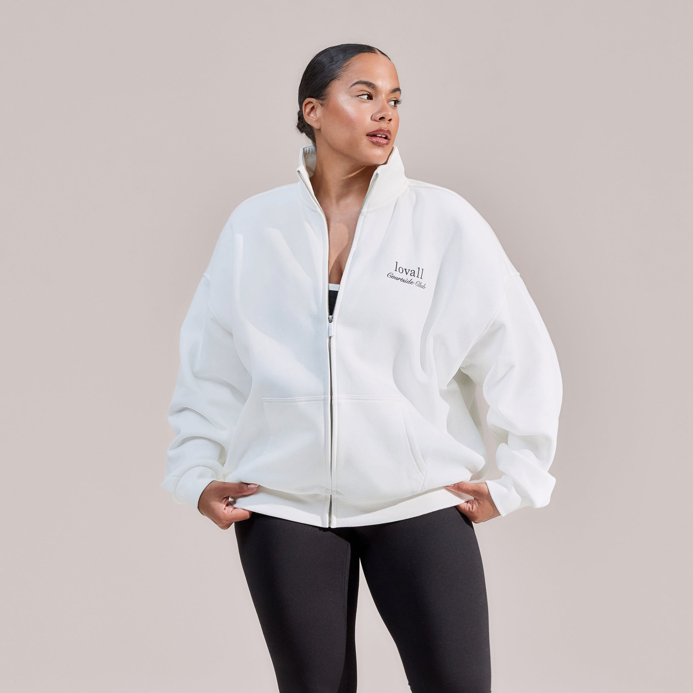 Curve ALL SZN Organic Funnel Neck Zip Through - Off White