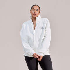Veste zippée à col cheminée en coton biologique - Blanc cassé