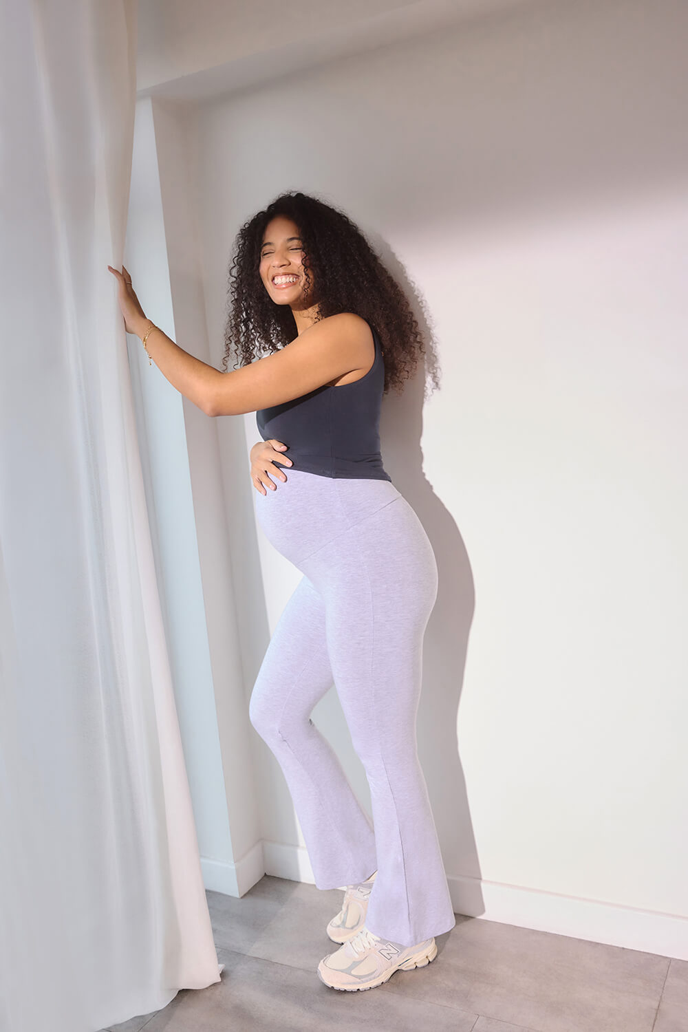 Maternity Lightweight Flare Leggings - Light Grey Marl