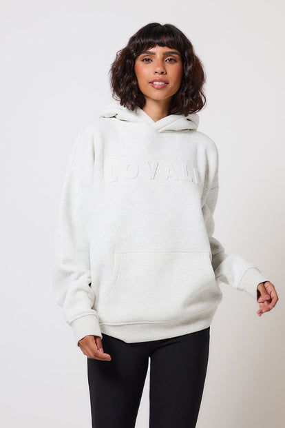 Poids lourd Sweat à Capuche Oversize grande taille - Light Grey Marl