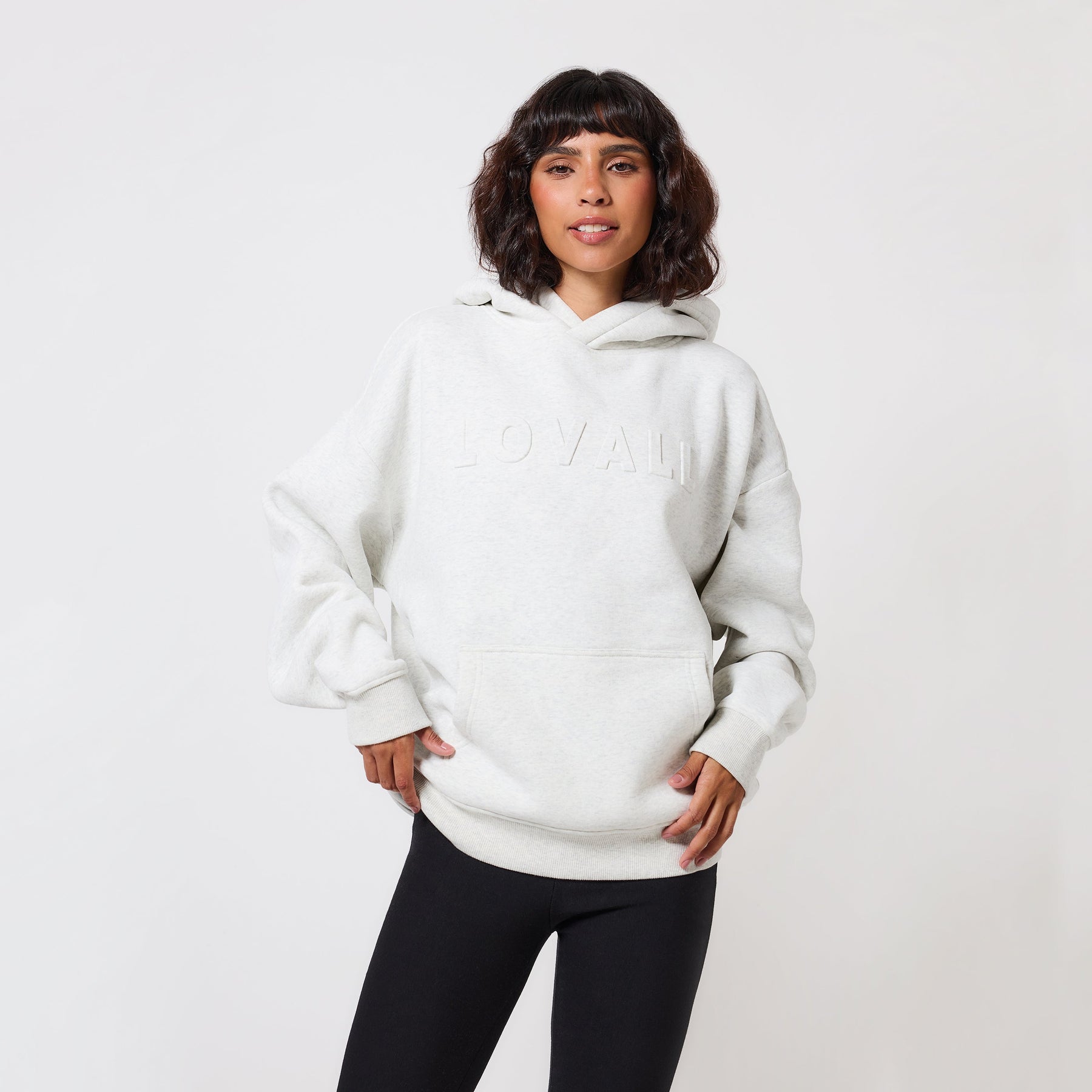 Poids lourd Sweat à Capuche Oversize grande taille - Light Grey Marl