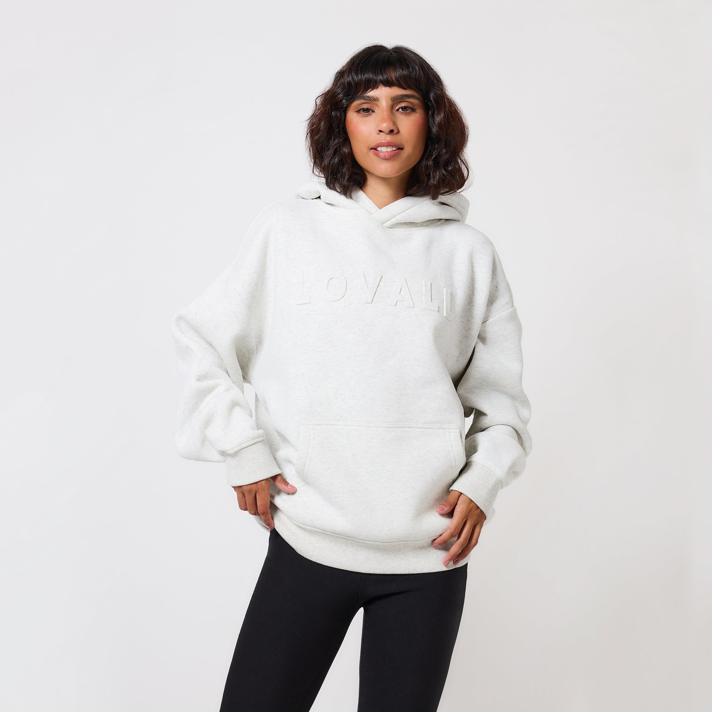 Poids lourd Sweat à Capuche Oversize - Light Grey Marl
