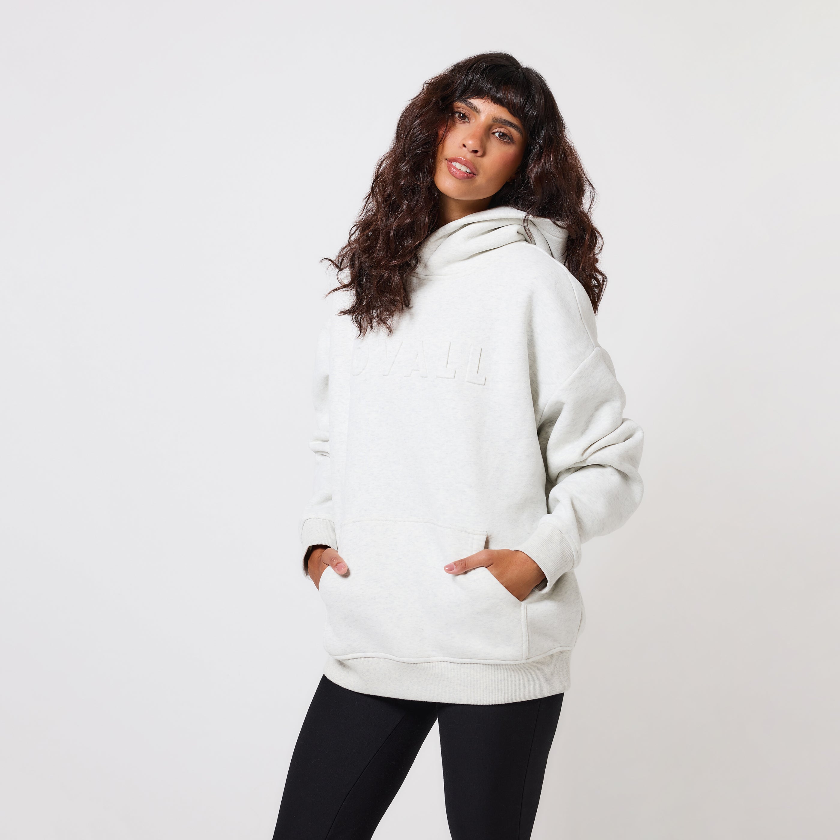 Sweat à capuche oversize épais - Gris clair chiné