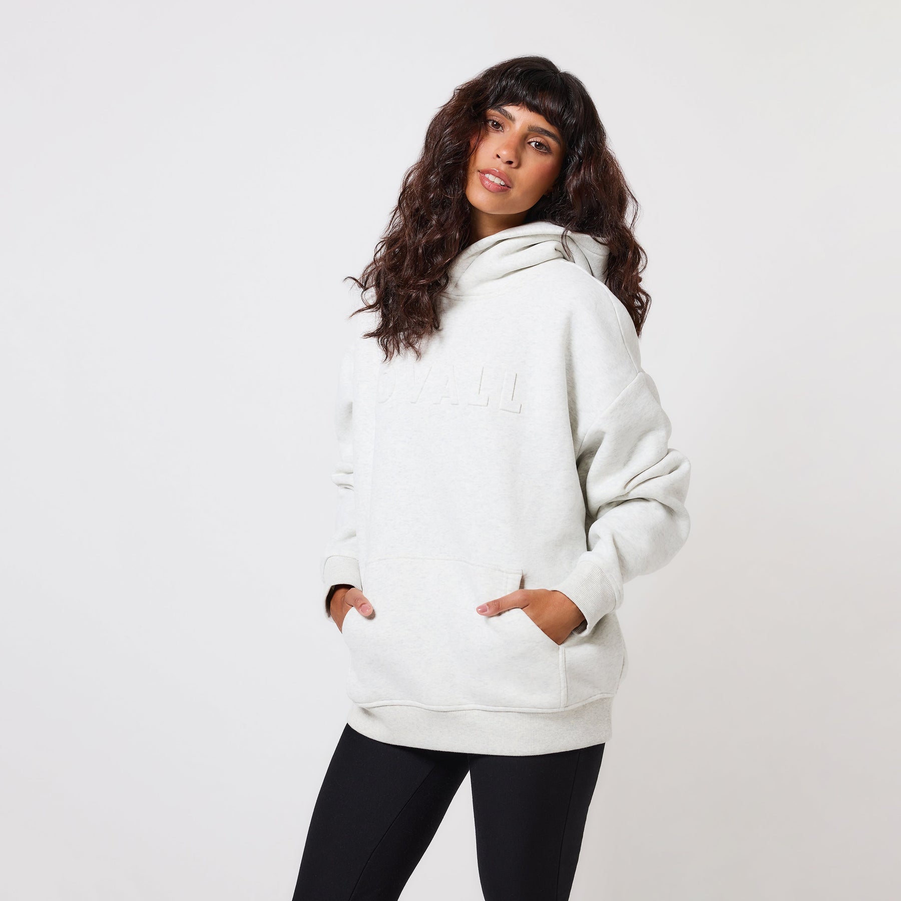 Poids lourd Sweat à Capuche Oversize - Light Grey Marl