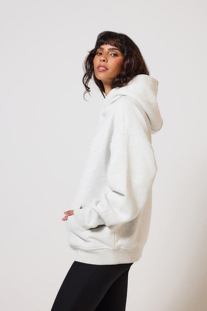 Poids lourd Sweat à Capuche Oversize grande taille - Light Grey Marl