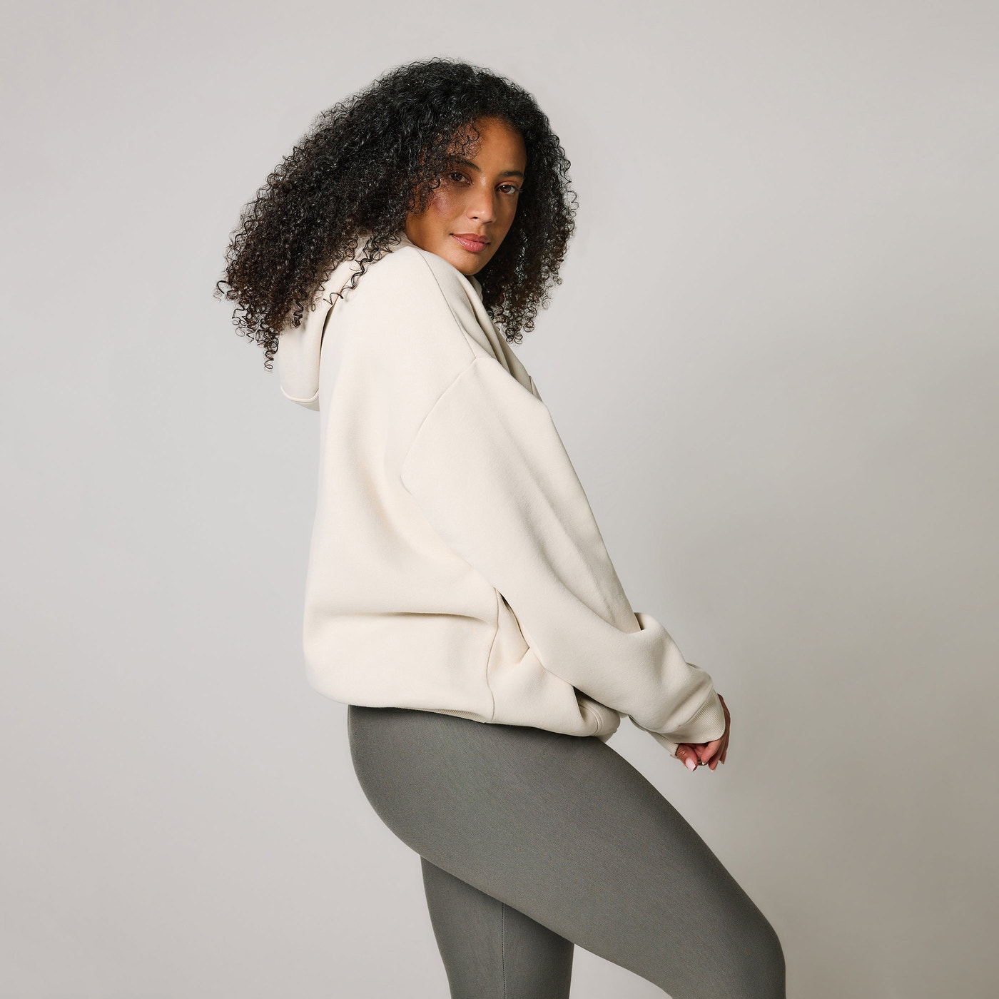 Poids lourd Sweat à Capuche Oversize grande taille - Ecru